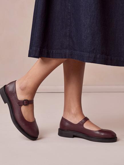 Celtic & Co. Leather Chunky Mary Janes, Burgundy - view 2, Burgundy