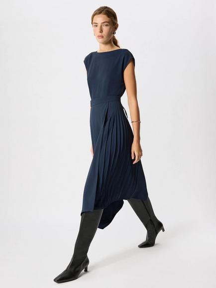 Whistles Sleeveless Asymmetric Midi Dress, Navy - view 2, Navy