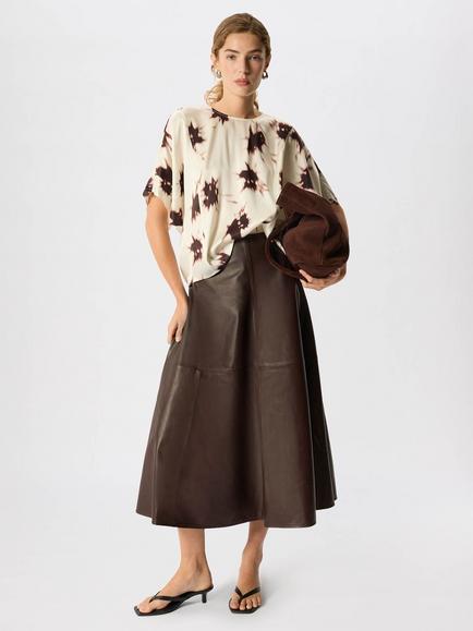 Whistles Relaxed Shadow Floral Blouse containing LENZING™ ECOVERO™ Viscose, Ivory/Multi, Ivory/Multi