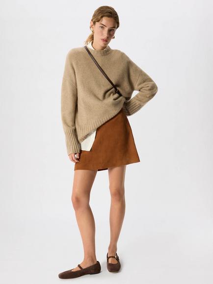 Whistles Suede A-Line Skirt, Tan, Tan