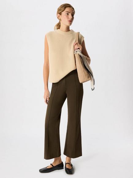 Whistles Pintuck Kickflare Trousers, Khaki, Khaki