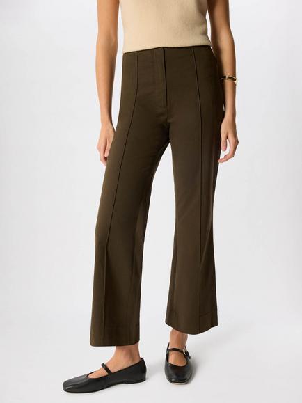 Whistles Pintuck Kickflare Trousers, Khaki - view 2, Khaki