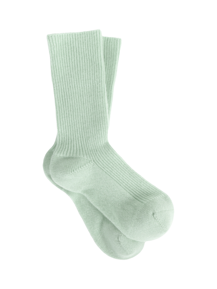 Pure Collection Cashmere Ribbed Socks, Mint Green, Mint