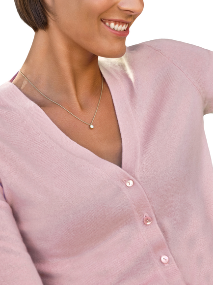 Pure Collection Cashmere V-Neck Cardigan - view 2, Shell Pink