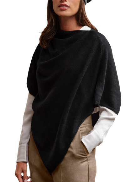 Pure Collection Cashmere Poncho, Anthracite Black