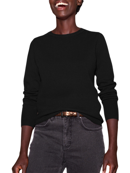 Pure Collection Cashmere Crew Neck Jumper, Anthracite Black, Anthracite Black