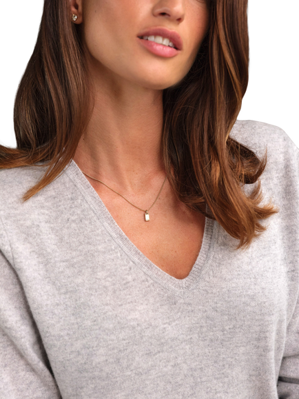 Pure Collection Cashmere V-Neck Jumper, Dove Grey - view 2, Dove Grey