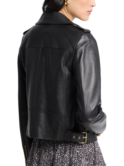 MICHAEL Michael Kors Leather Moto Jacket, Black - view 2, Black