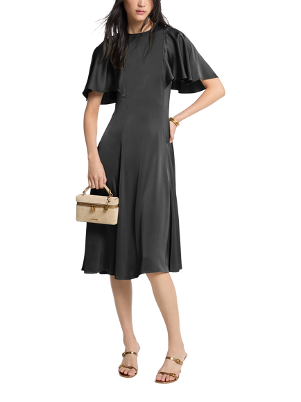 MICHAEL Michael Kors Short Cape Sleeve Midi Dress, Black, Black