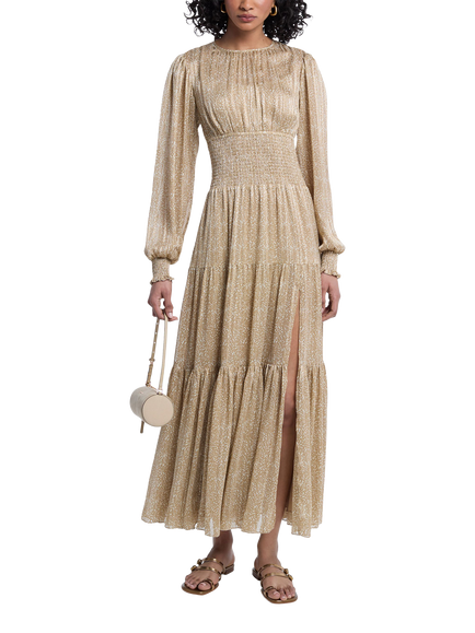 MICHAEL Michael Kors Metallic Maxi Smock Dress, Gold, Gold
