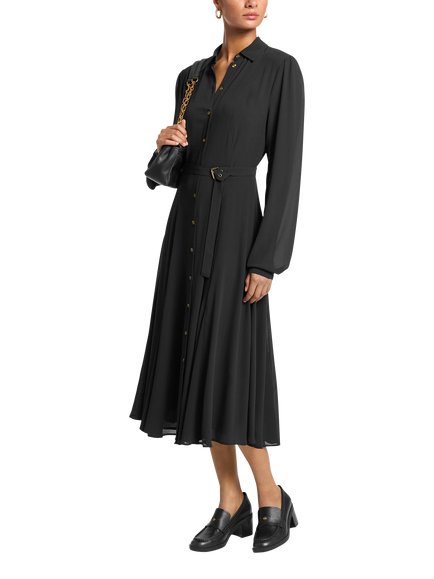 MICHAEL Michael Kors Midi Shirt Dress, Black, Black