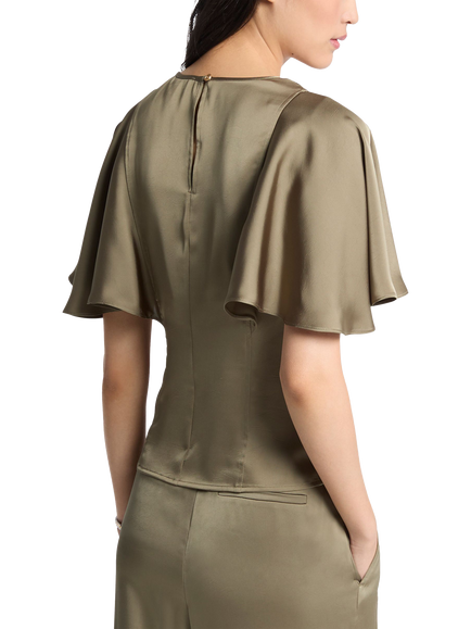 MICHAEL Michael Kors Short Cape Sleeve Blouse, Khaki - view 2, Khaki