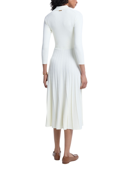 MICHAEL Michael Kors Short Sleeve Flared Polo Midi Dress, White - view 2, White