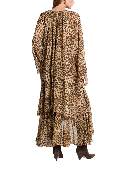 Michael Kors Tiered Animal Maxi Dress, Brown - view 2, Brown Multi