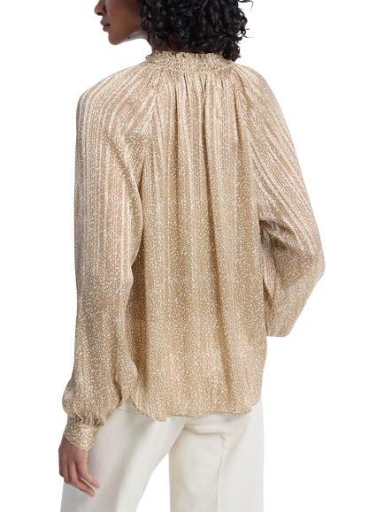 MICHAEL Michael Kors Smock Tie Neck Blouse, Gold - view 2, Gold