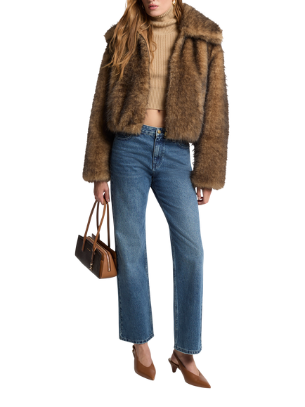 Michael Kors MICHAEL Michael Kors Faux Fur Blouson Sleeve Jacket, Brown, Brown