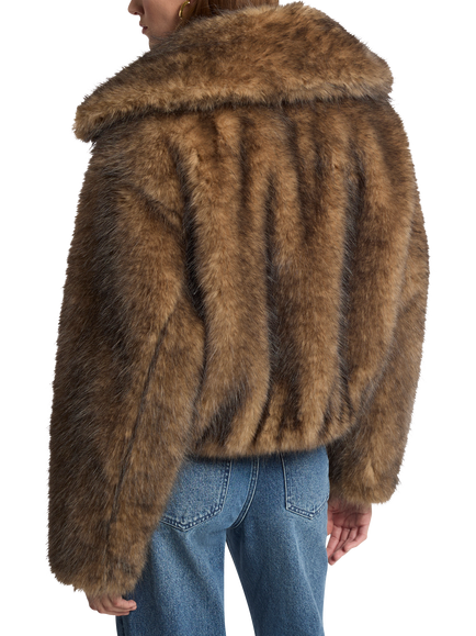 Michael Kors MICHAEL Michael Kors Faux Fur Blouson Sleeve Jacket, Brown - view 2, Brown