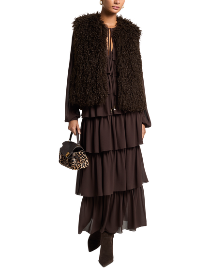 Michael Kors MICHAEL Michal Kors Faux Fur Gilet, Dark Brown, Dark Brown