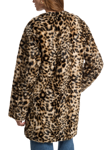 Michael Kors MICHAEL Michael Kors Leopard Faux Fur Coat, Brown Multi - view 2, Brown Multi
