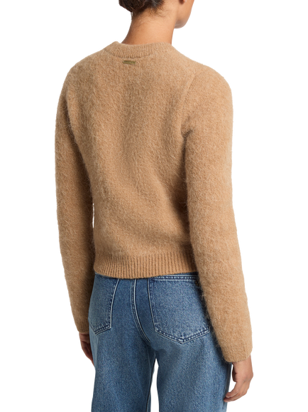 Michael Kors Brushed Alpaca Blend Crew Neck Jumper, Light Brown - view 2, Light Brown