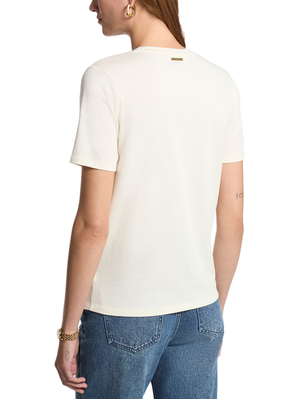 MICHAEL Michael Kors Sequin Logo Cotton T-Shirt, White - view 2, White