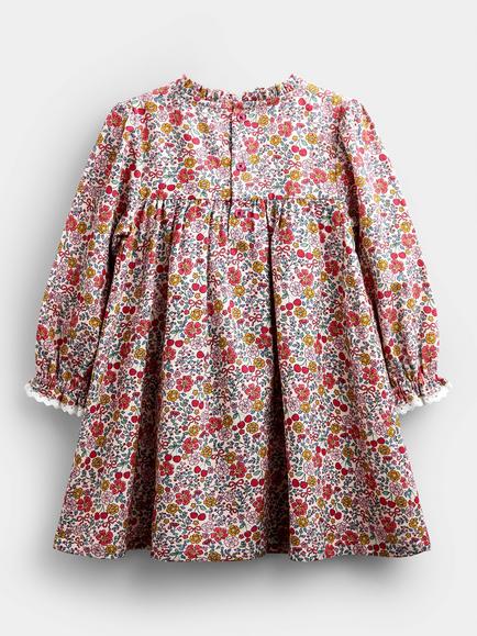 JoJo Maman Bébé Kids' Cherry Floral Dress, Stone - view 2, Stone