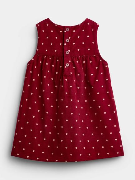 JoJo Maman Bébé Kids' Mouse Cord Dress, Burgundy - view 2, Burgundy Red