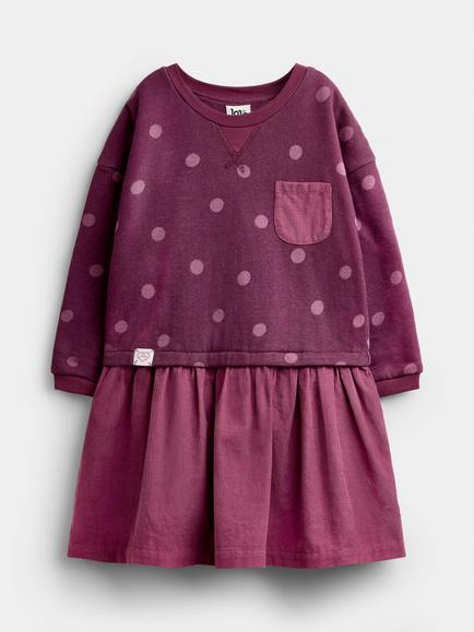 JoJo Maman Bébé Kids' Mushroom Spot Dress, Plum, Plum