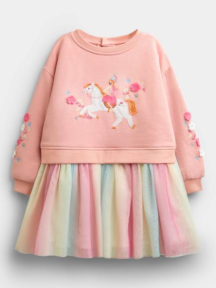 JoJo Maman Bébé Baby Unicorn Appliqué Tulle Dress, Light Pink, Light Pink