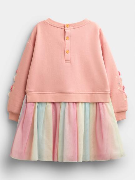 JoJo Maman Bébé Baby Unicorn Appliqué Tulle Dress, Light Pink - view 2, Light Pink