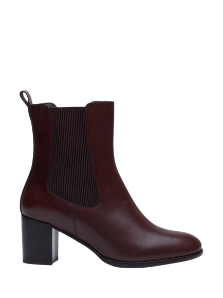Hush Puppies Camellia Leather Block Heel Boots, Brown