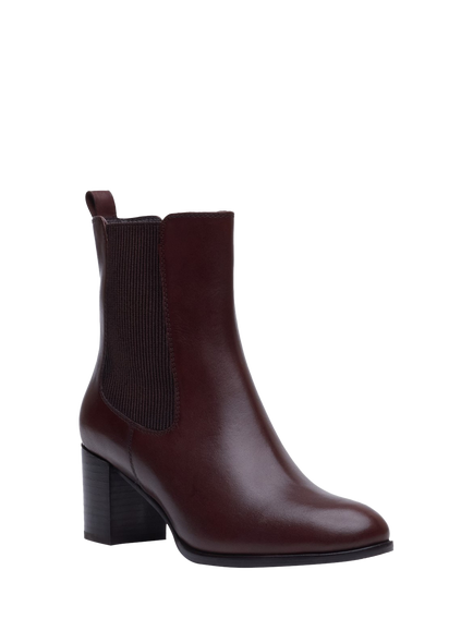 Hush Puppies Camellia Leather Block Heel Boots - view 2, Brown
