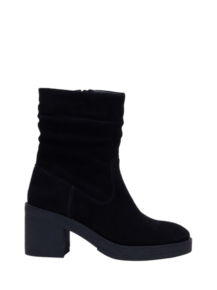 Hush Puppies Flora Suede Ruched Ankle Boots, Black