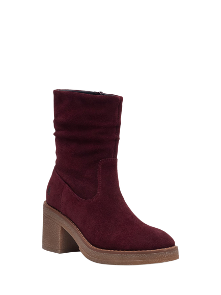 Hush Puppies Flora Suede Ruched Ankle Boots - view 2, Plum