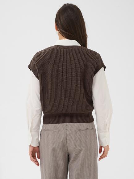 Saint Tropez Trune Knitted Vest, Chocolate Brown - view 2, Chocolate Brown