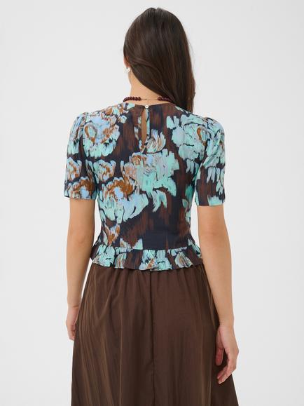 Saint Tropez Malikasz Short Sleeve Floral Print Blouse, Nightsky Shaded Flow - view 2, Nightsky Shaded Flow