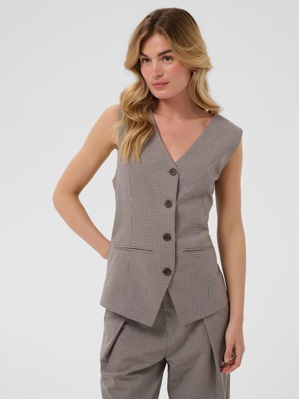 Saint Terina Check Waiscoat, Chocolate, Chocolate Brown
