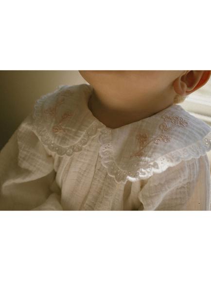Oat & Marl Baby Petit Fleurs Muslin Romper, White - view 2, White