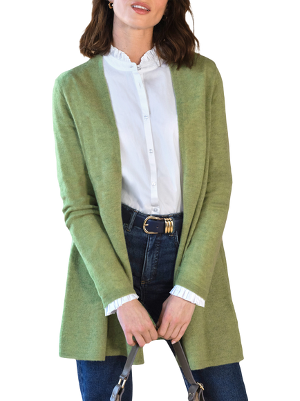 Pure Collection Cashmere Swing Cardigan, Summer Olive
