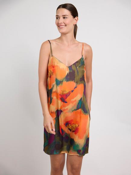 Maison Lejaby Paradise V-Neck Nightdress, Orange/Multi, Orange/Multi