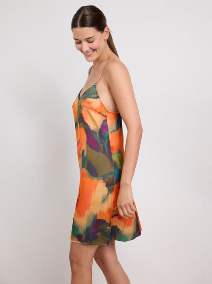 Maison Lejaby Paradise V-Neck Nightdress, Orange/Multi - view 2, Orange/Multi