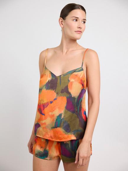 Maison Lejaby Paradise V-Neck Pyjama Top, Gypsy Garden, Gypsy Garden