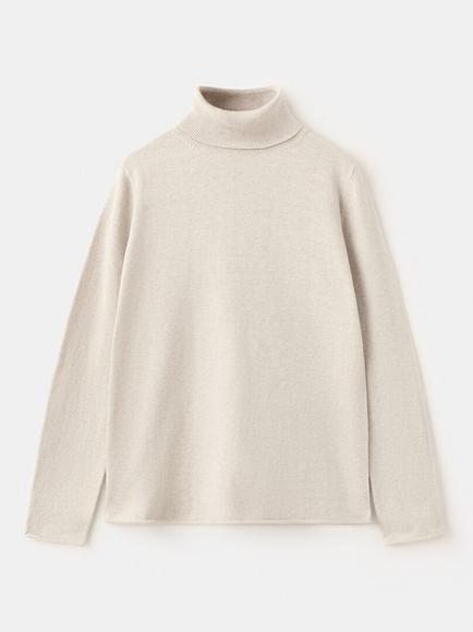 Mango Kids' Bella Cotton High Neck Jumper, Beige, Beige
