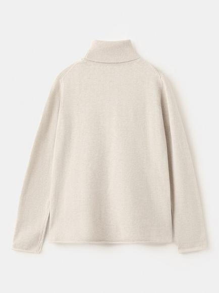 Mango Kids' Bella Cotton High Neck Jumper, Beige - view 2, Beige