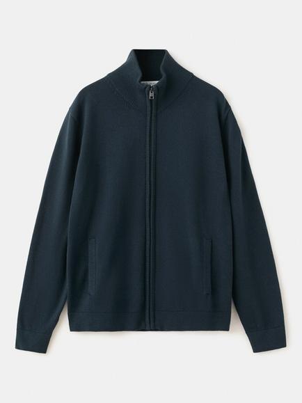 Mango Kids' Zip-Neck Cardigan, Navy, Navy