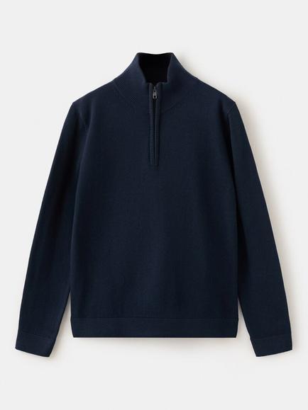 Mango Kids' Half Zip-Neck Jumper, Navy, Navy