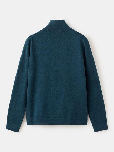 Mango Kids' Half Zip-Neck Jumper, Prussian Blue - view 2, Prussian Blue