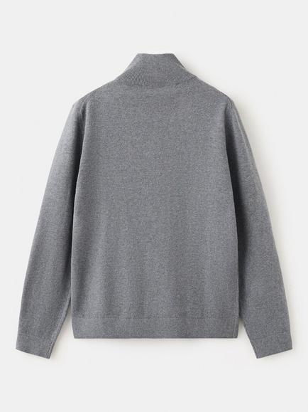 Mango Kids' Half Zip-Neck Jumper, Mid Grey - view 2, Mid Grey