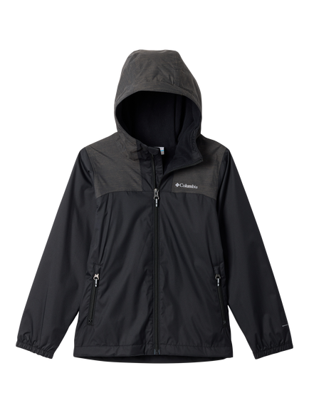 Columbia Kids' Rainy Trails III Waterproof Hooded Jacket, Black, Black