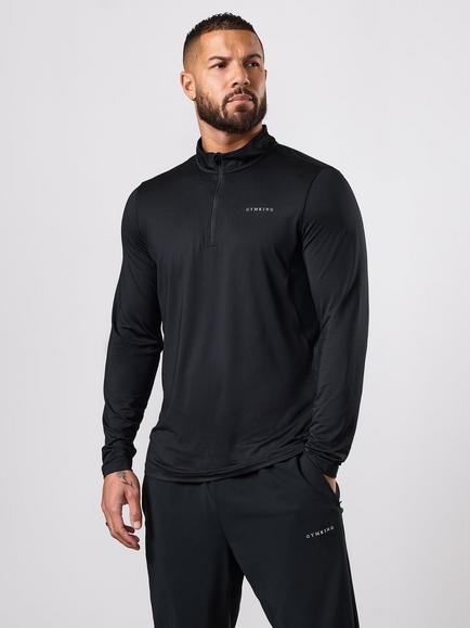 Gym King Energise Quarter Zip Training Top, Black, Black